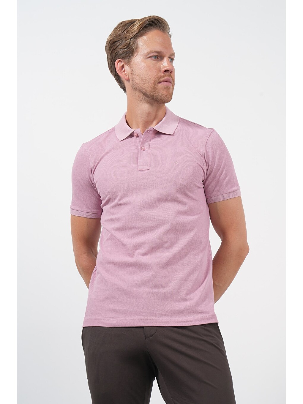 Mor Polo Yaka Pike Kısa Kol Slim Fit Pamuklu Hediye Kutulu Tişört 1011260169-2