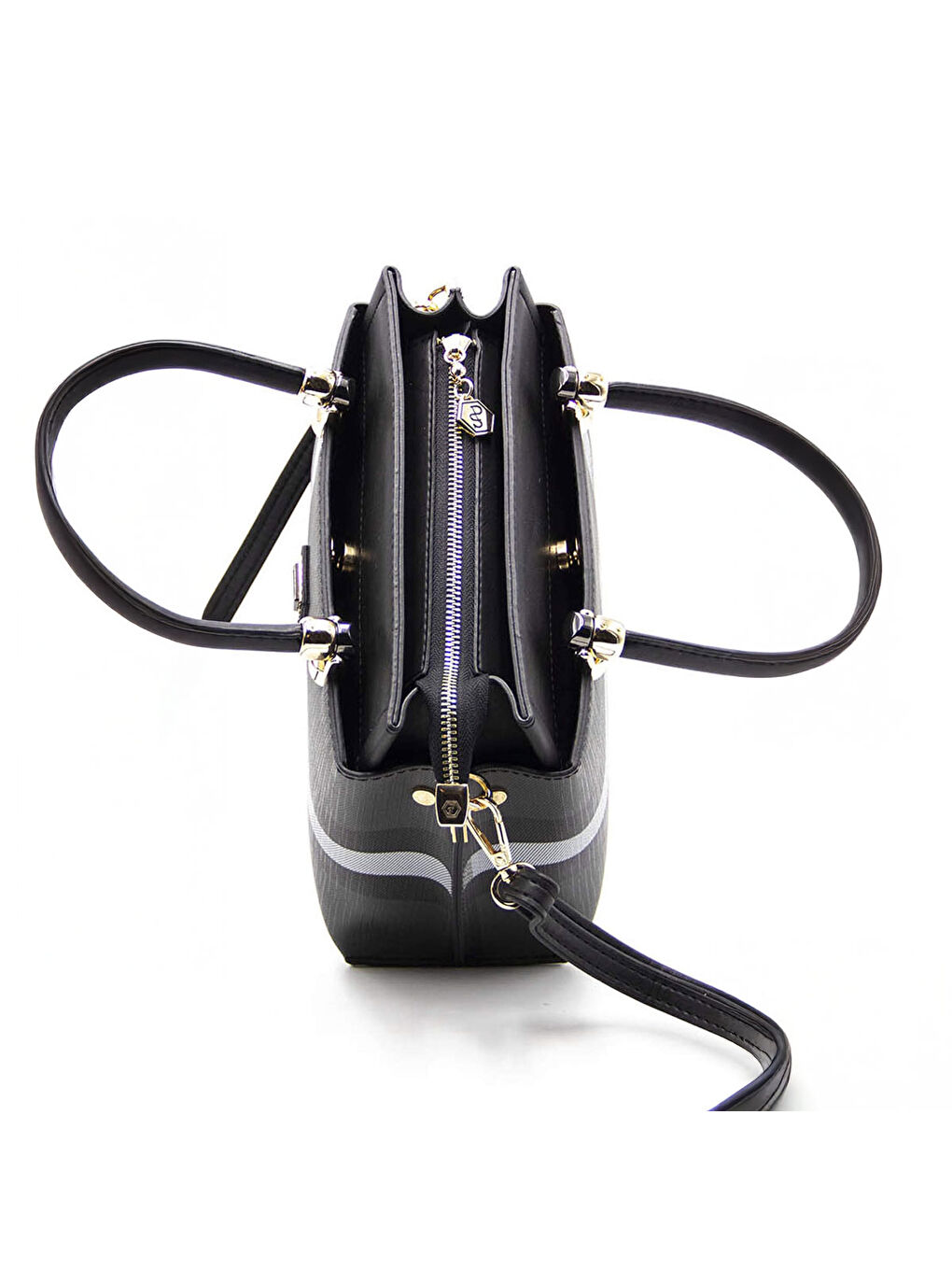 Siyah Kadın Omuz Çantası 826-41946 SILVER POLO BAYAN ÇANTASI MK129 SİYAH-MAT SİYAH-5