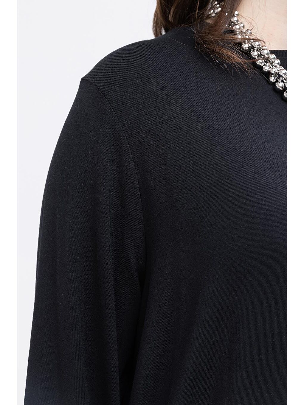 Siyah-Büyük Beden Elastanlı Pantolonlu Takım-5