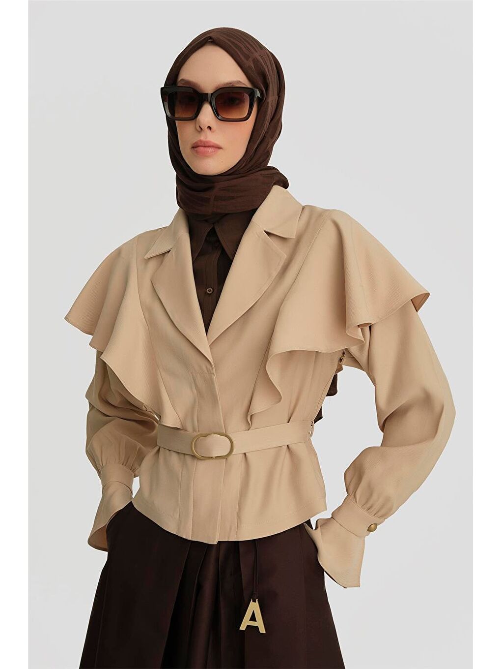 Ekru Kolu Seyyar Lyocell Ceket 25Y5906 Aytaşı