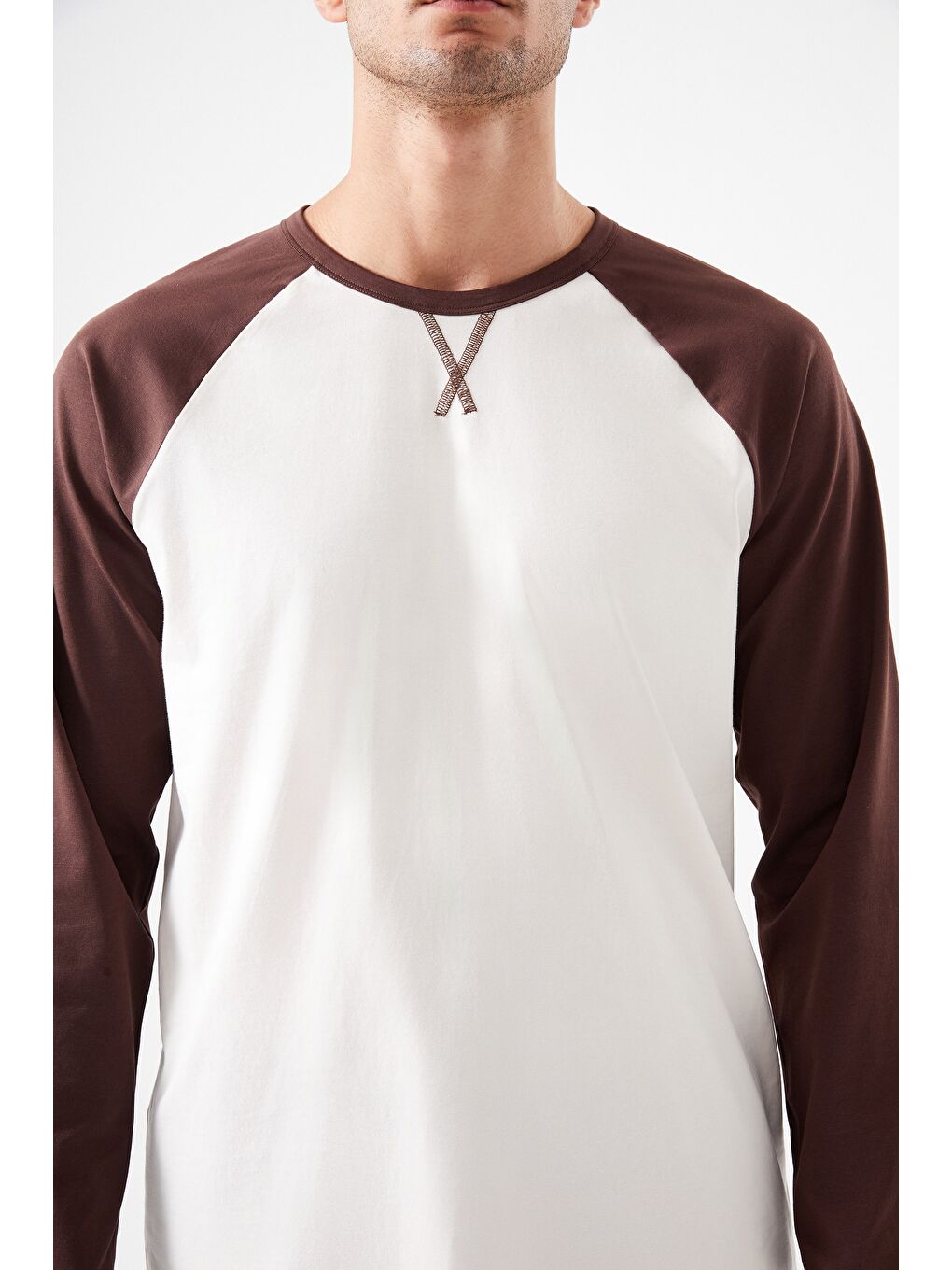 Kahverengi Erkek Pamuklu Uzun Kollu Cepli Pijama Takımı-3