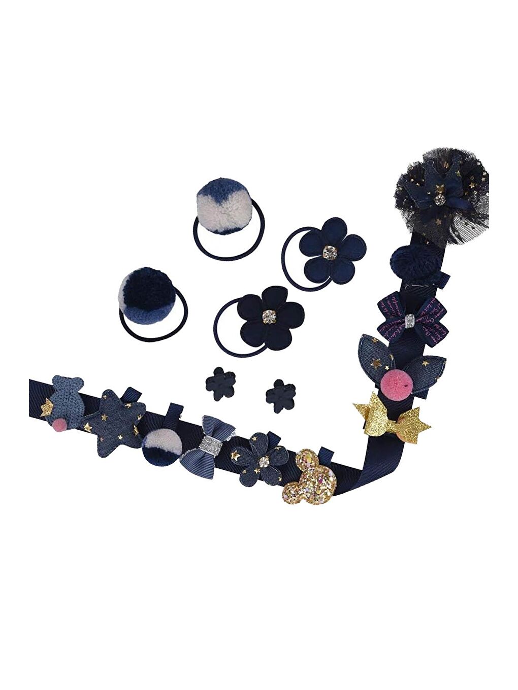 Lacivert Hediyelik Çantalı Kutusunda Kız Çocuk Toka Seti- 18 Adet-3