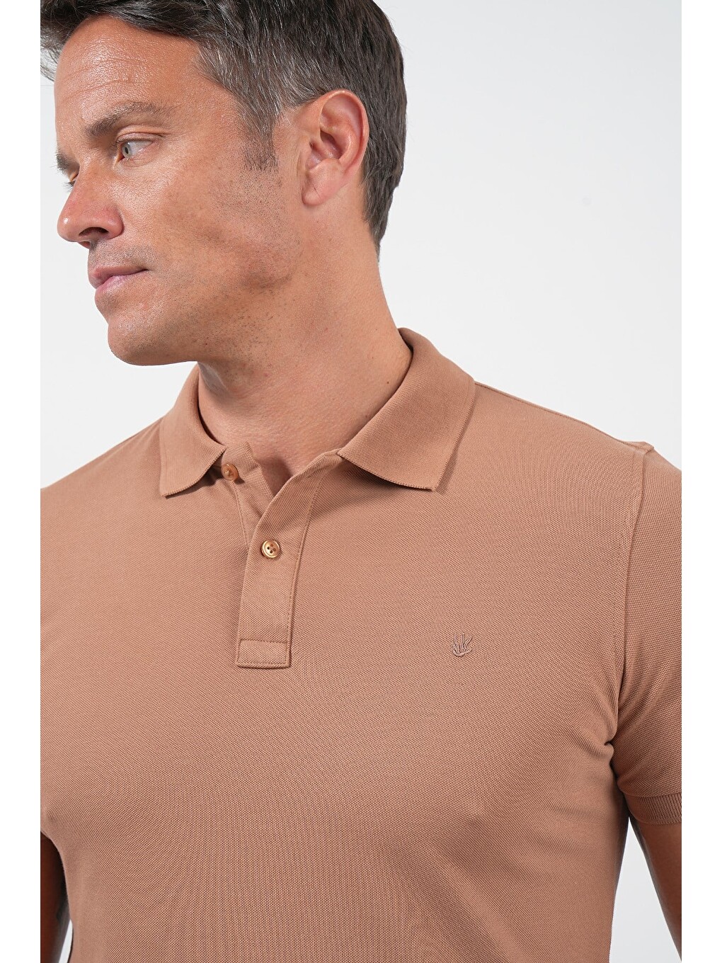 Bej Vizon Polo Yaka Pike Kısa Kol Slim Fit Pamuklu Hediye Kutulu Tişört 1011260169-4
