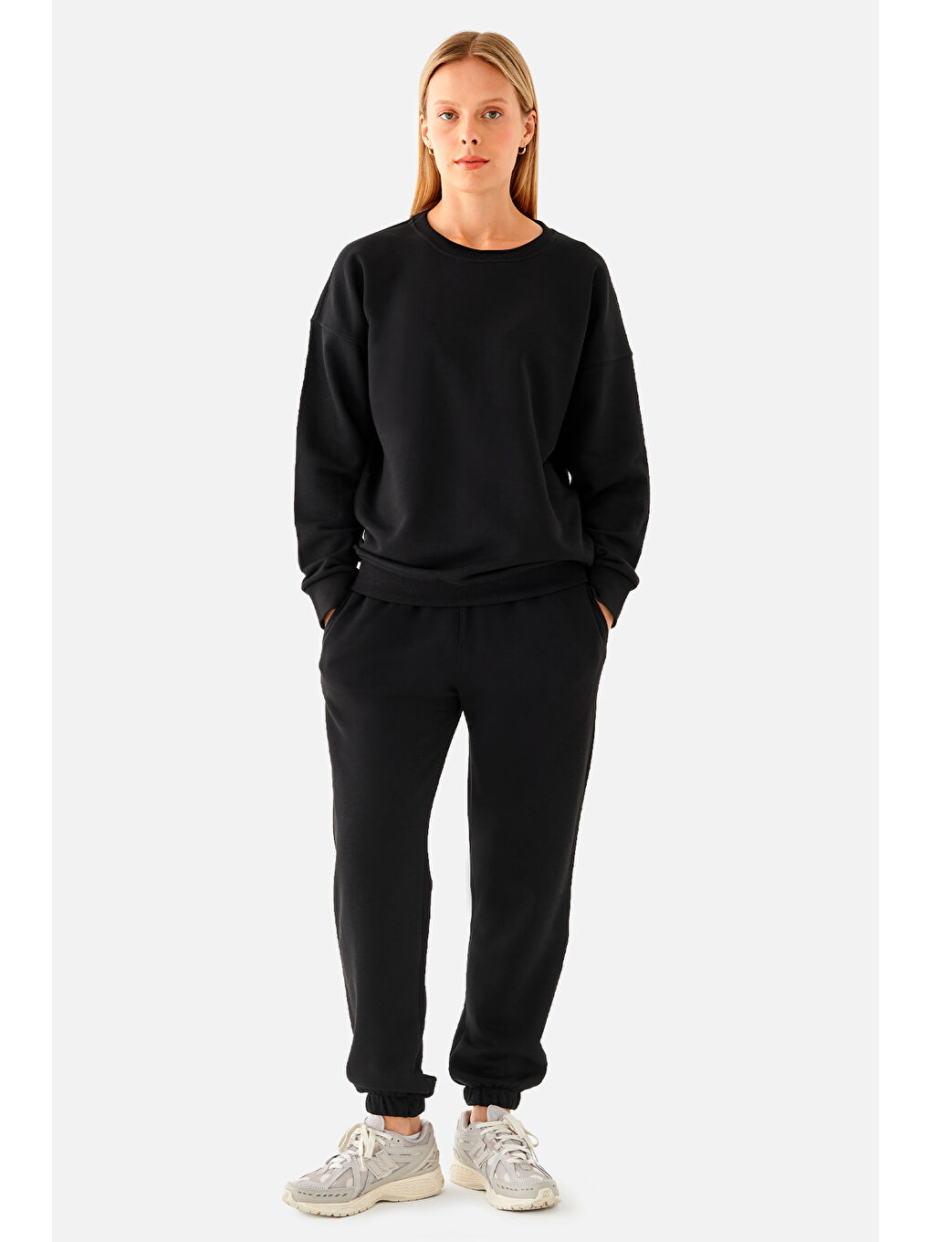 Superstacy Nina Pamuklu Basic Siyah Sweatshirt - 2