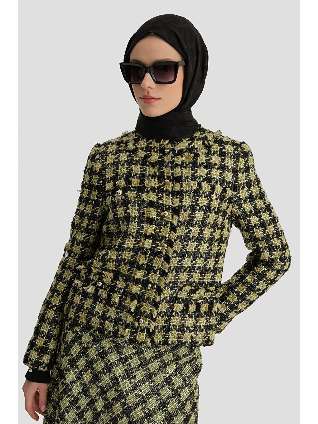 Simli Tüvit Ceket 24K5719 Yeşil-1