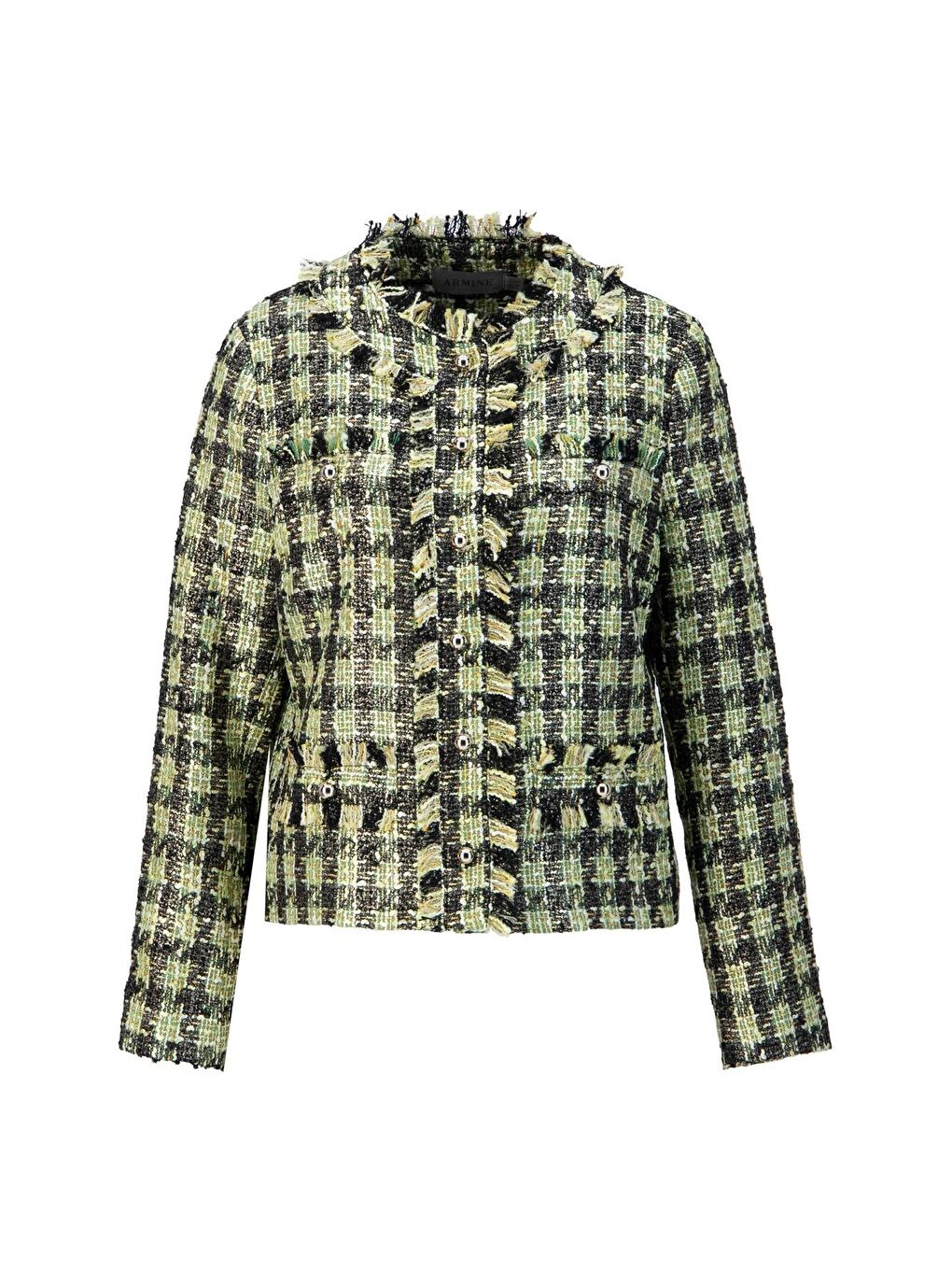 Simli Tüvit Ceket 24K5719 Yeşil-5