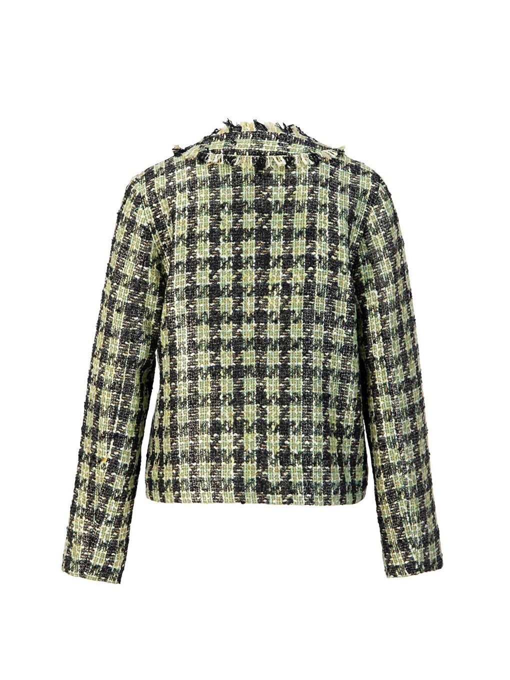 Simli Tüvit Ceket 24K5719 Yeşil-6