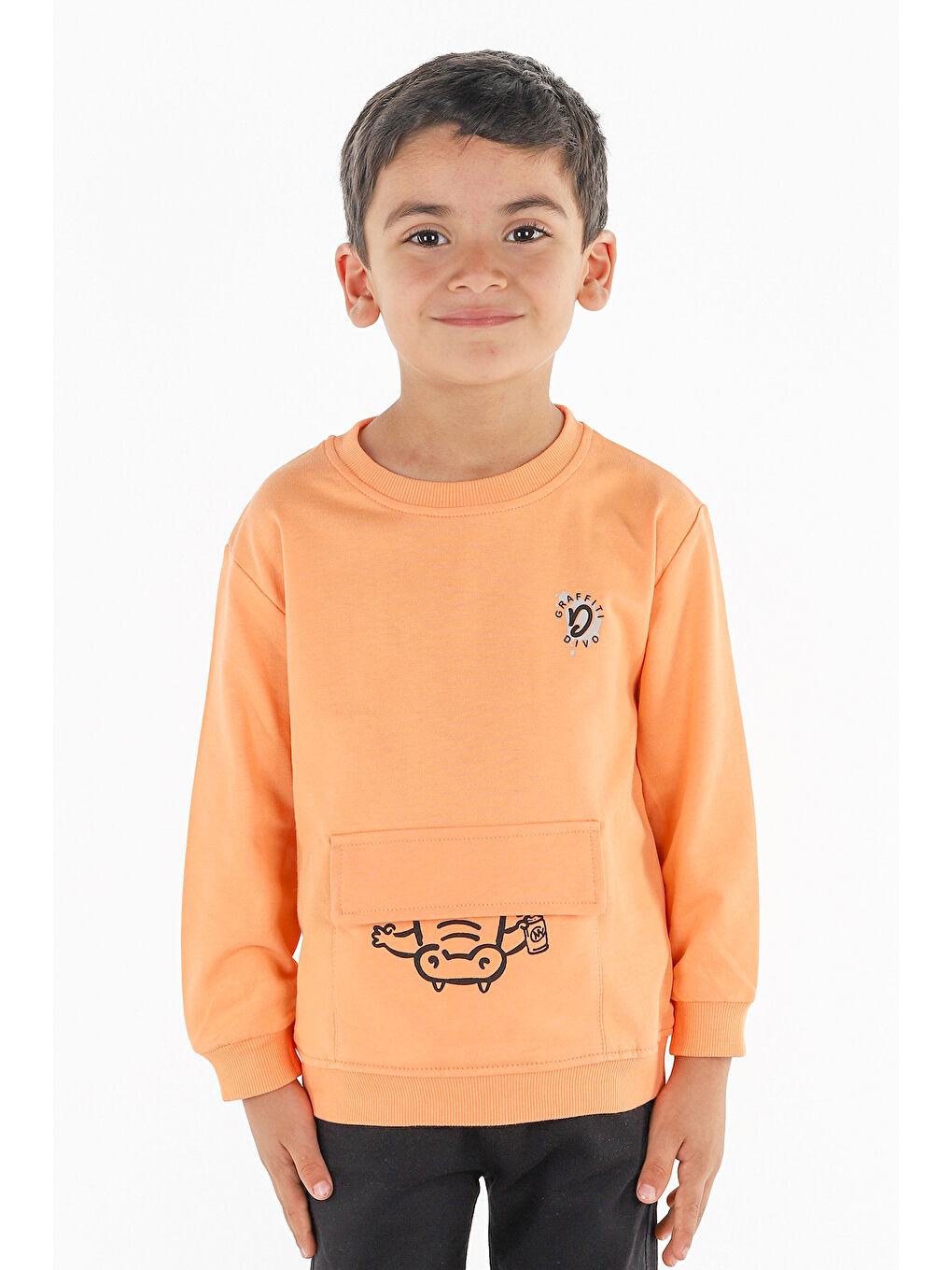 KİKO Turuncu Bisiklet Yaka Uzun Kollu Erkek Çocuk Sweatshirt - 1