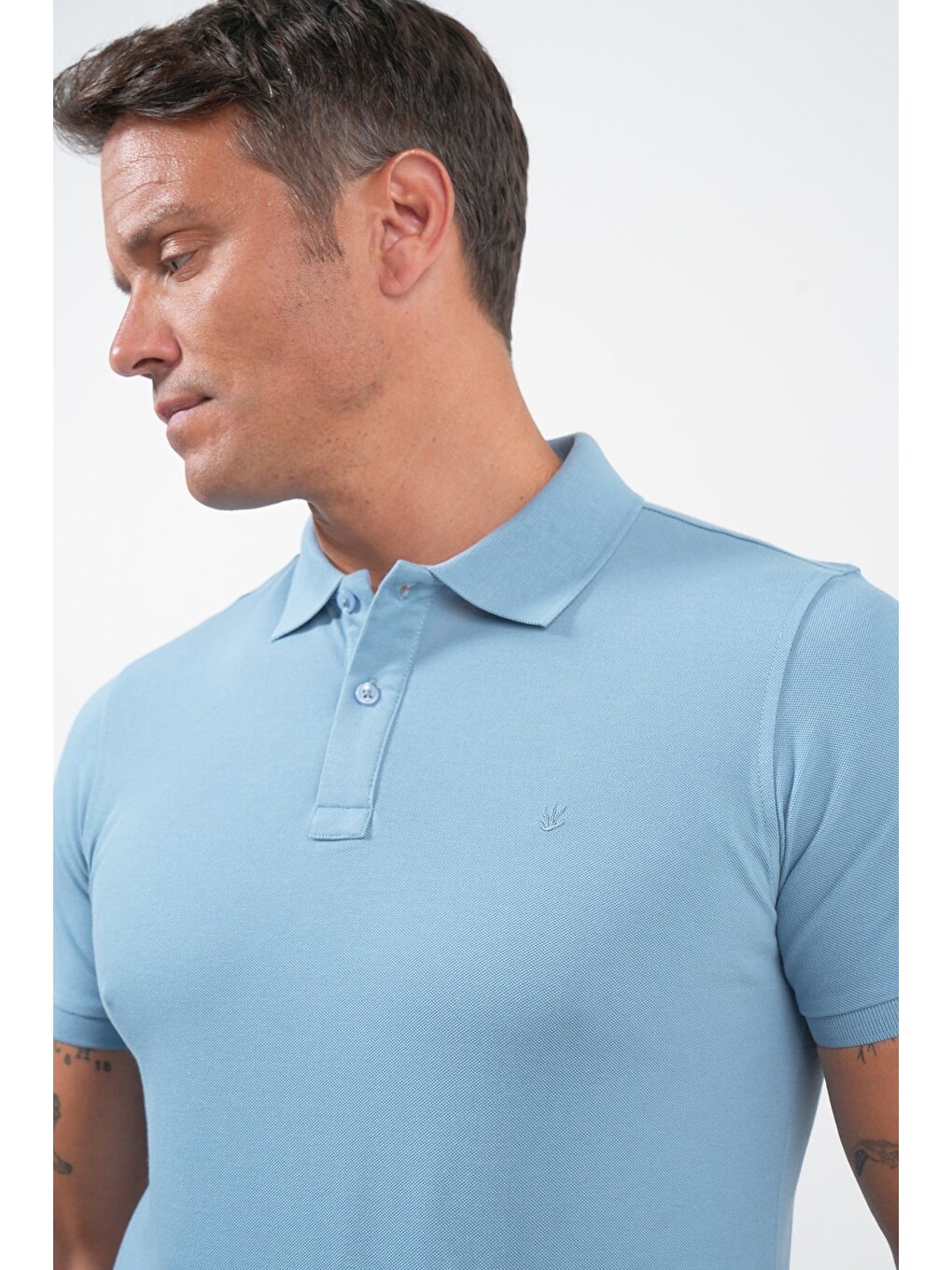 Mavi Polo Yaka Pike Kısa Kol Slim Fit Pamuklu Hediye Kutulu Tişört 1011260169-5