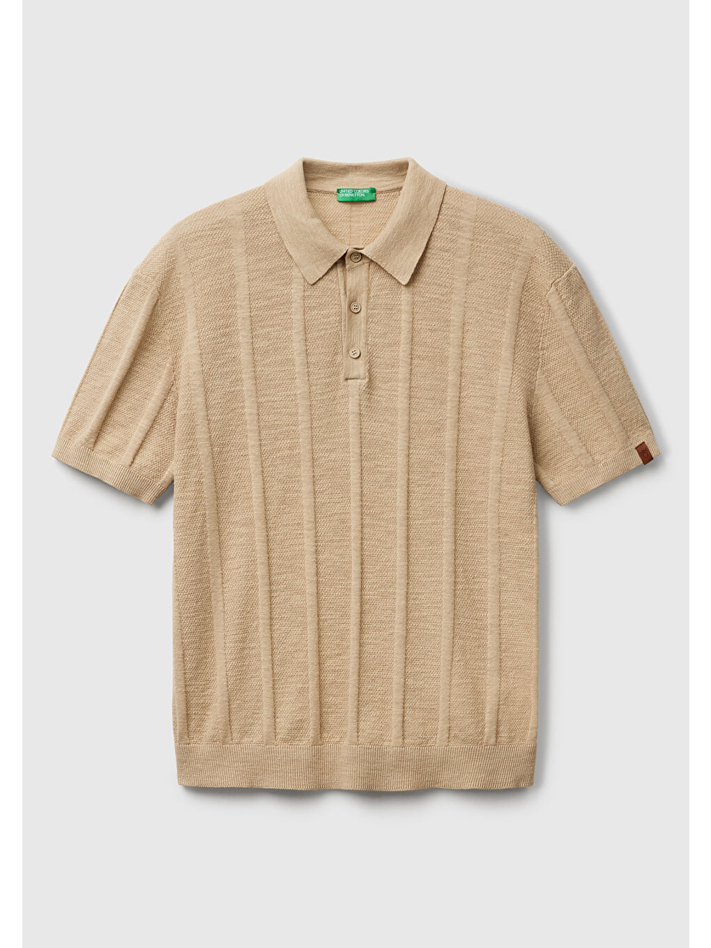 Erkek Bej Pamuk Karışımlı Kontrastlı Düğmeli Regular Fit Triko Polo T-Shirt-1