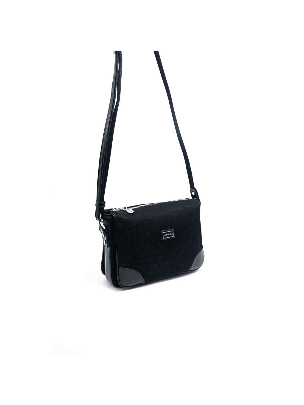 Siyah Kadın Çapraz Çanta 784-46060 SILVER POLO ÇAPRAZ BAYAN ÇANTASI M158 SİYAH-RUGAN SİYAH-1