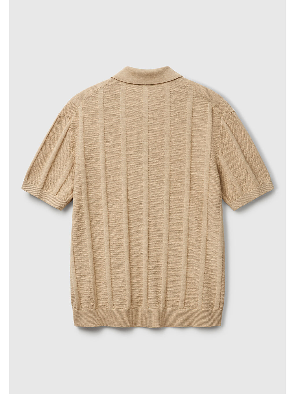 Erkek Bej Pamuk Karışımlı Kontrastlı Düğmeli Regular Fit Triko Polo T-Shirt-3