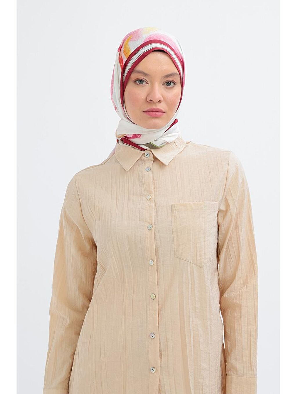 Bej-Kraşlı Pantolonlu Takım-3