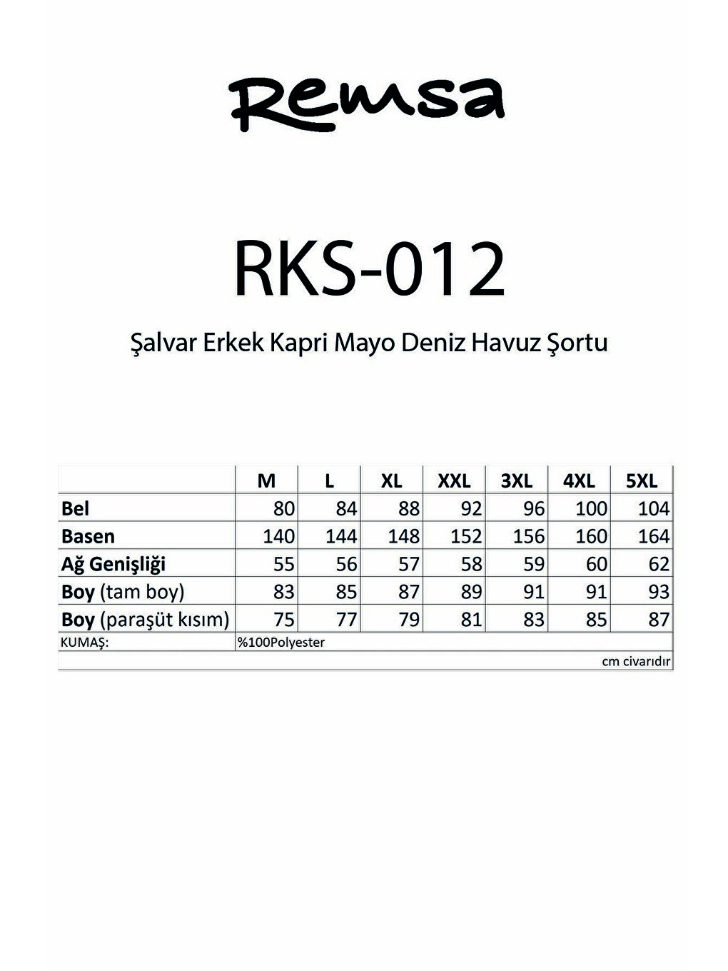 Şalvar Erkek Mayo Deniz Havuz Şortu RKS-012 Siyah-1