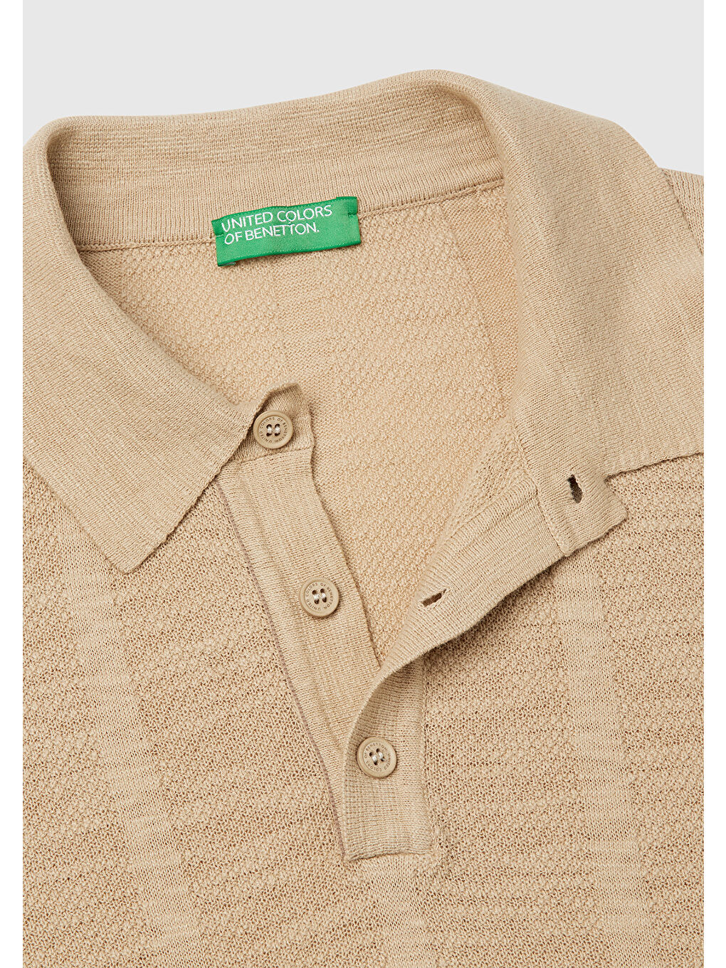 Erkek Bej Pamuk Karışımlı Kontrastlı Düğmeli Regular Fit Triko Polo T-Shirt-5