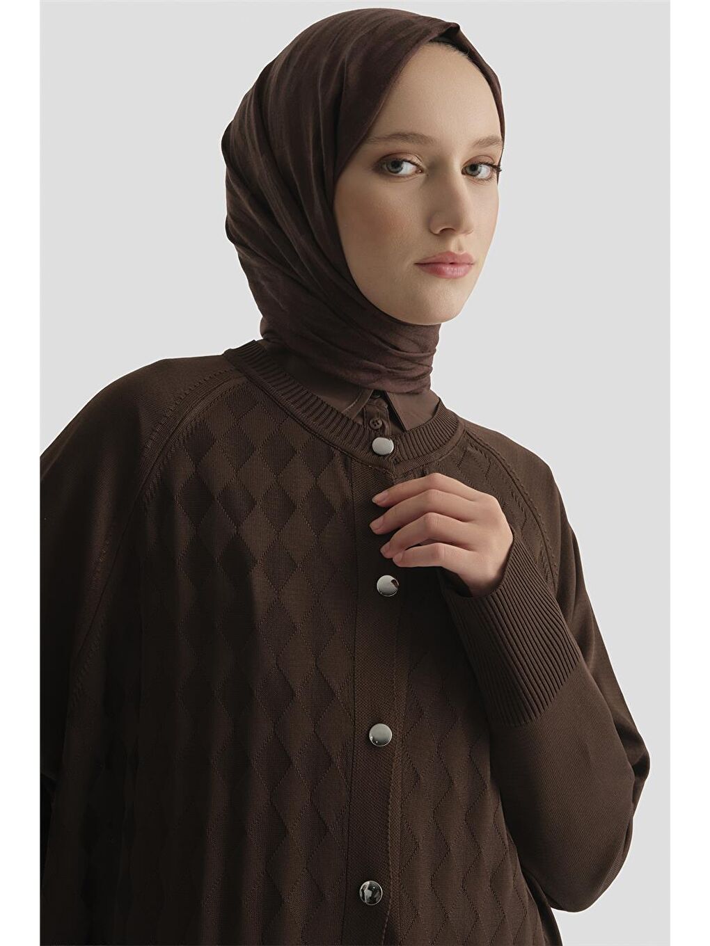 Kahverengi Triko Ceket 25Kd5096 Kahve-2