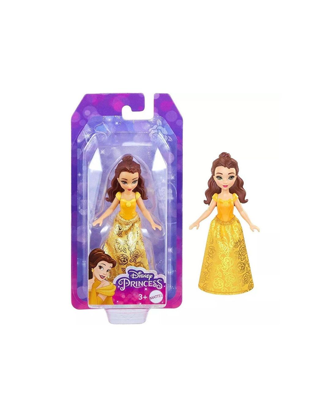 DISNEY Beyaz-Renklibaskı Prenses Mini Bebekler Belle HLW78