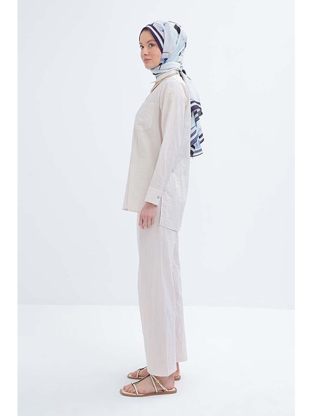 Bej Taş-Kraşlı Pantolonlu Takım-1