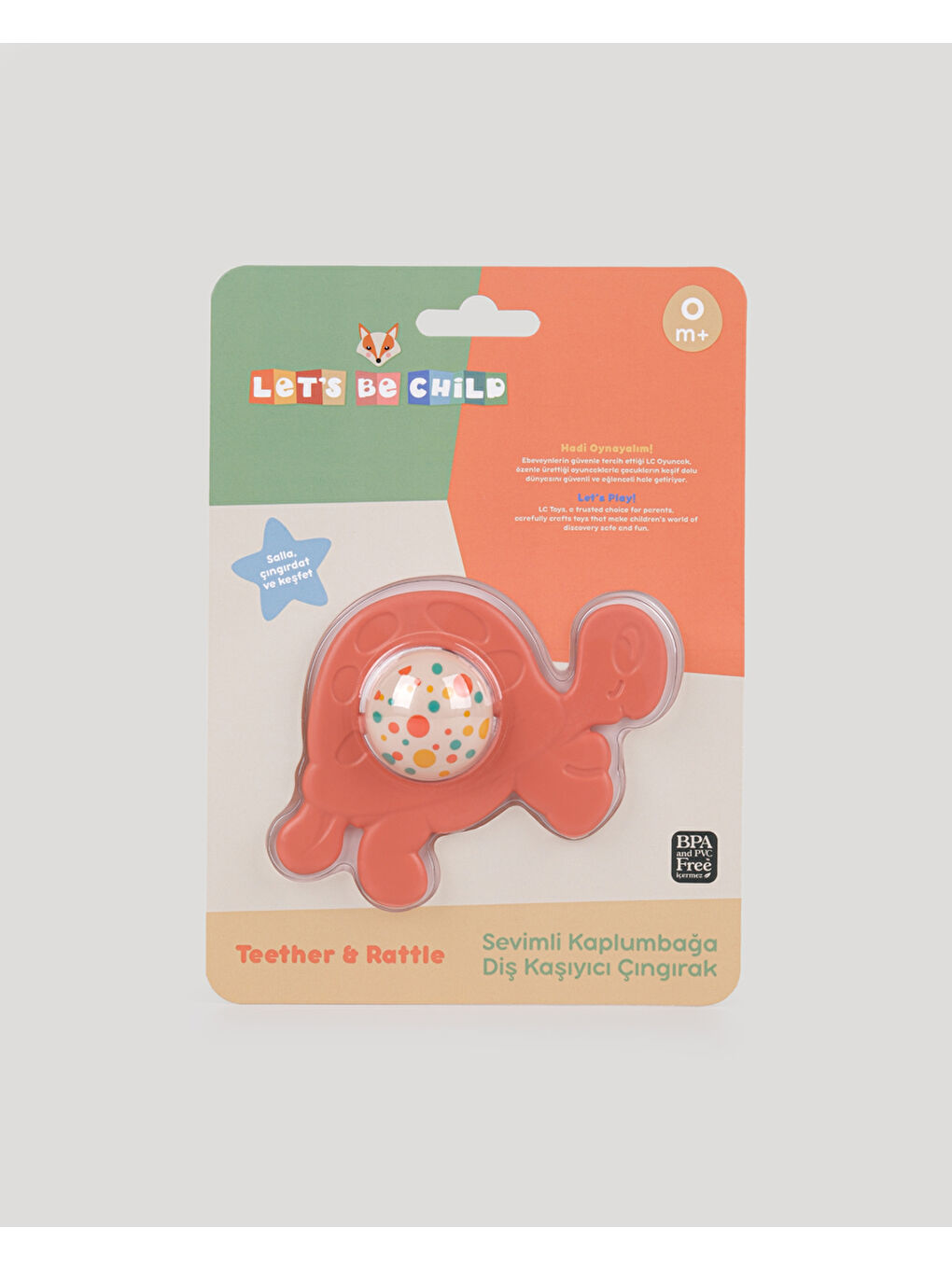 Sevimli Kaplumbağa Diş Kaşıycı Çıngırak-Somon-2