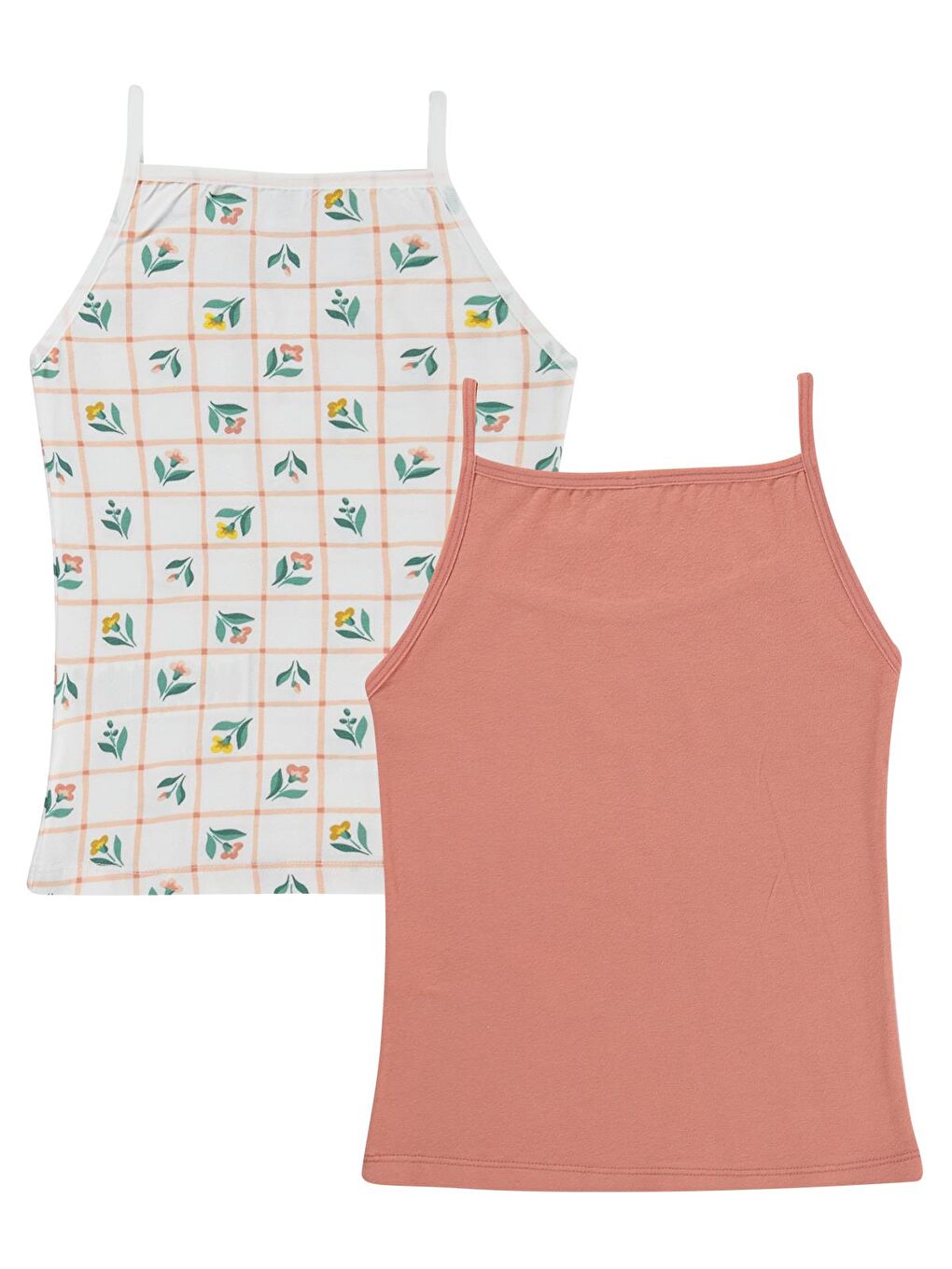 Beyaz Girls Flower 2-12 Yaş Kız Çocuk 2'li Atlet - Standart-1