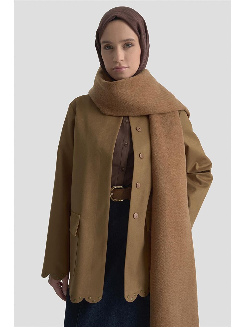 Kahverengi Etek Ucu Lazer Kesimli Ceket 25K5131 Camel