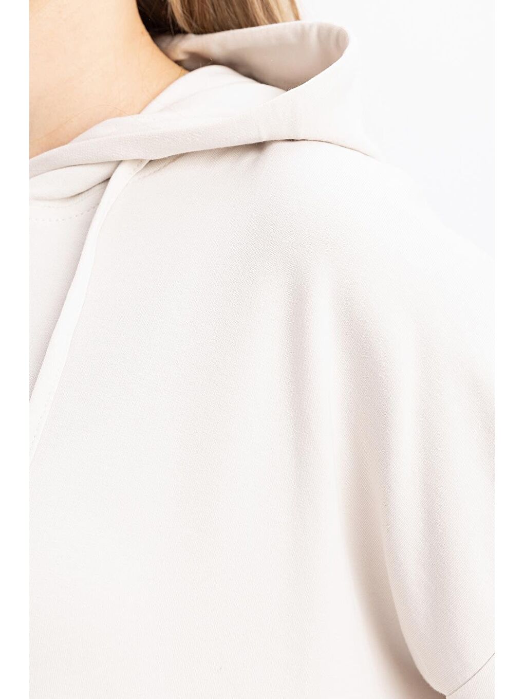 Bej Taş-Kapüşonlu Elastanlı Etekli Takım-4