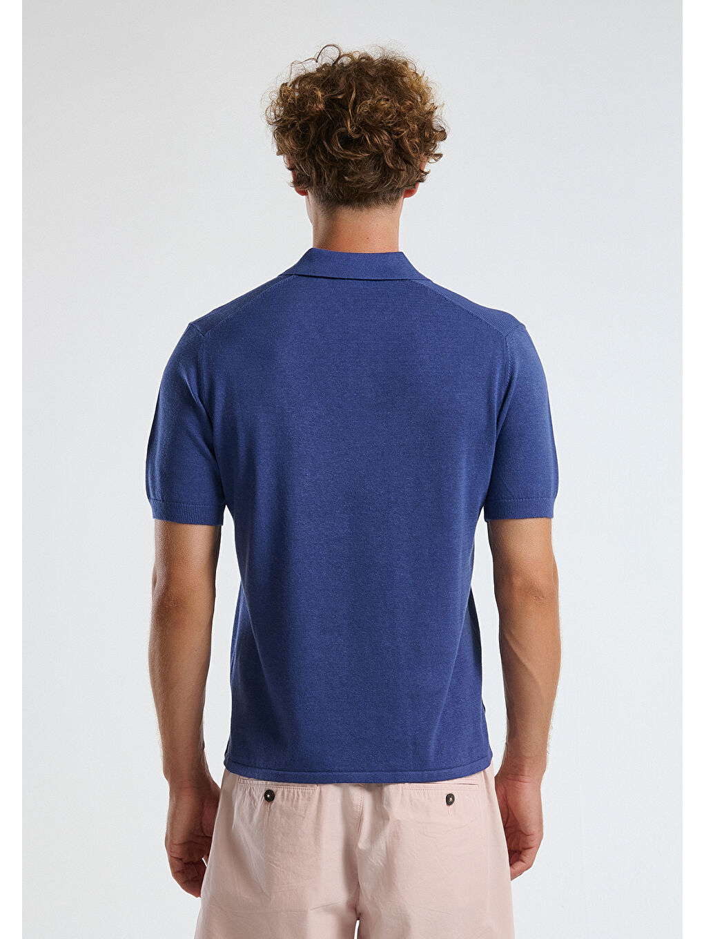 Erkek Lavanta Mavisi Kenevir Karışımlı Regular Fit Triko Polo T-Shirt-2