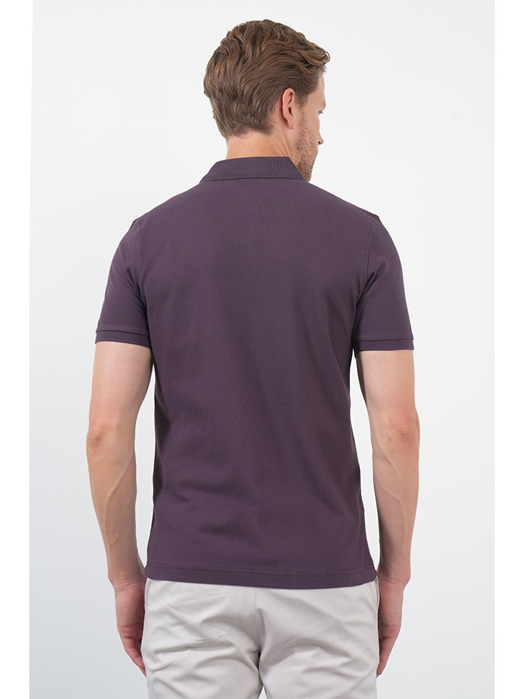 Mor Polo Yaka Pike Kısa Kol Slim Fit Pamuklu Hediye Kutulu Tişört 1011260169-5