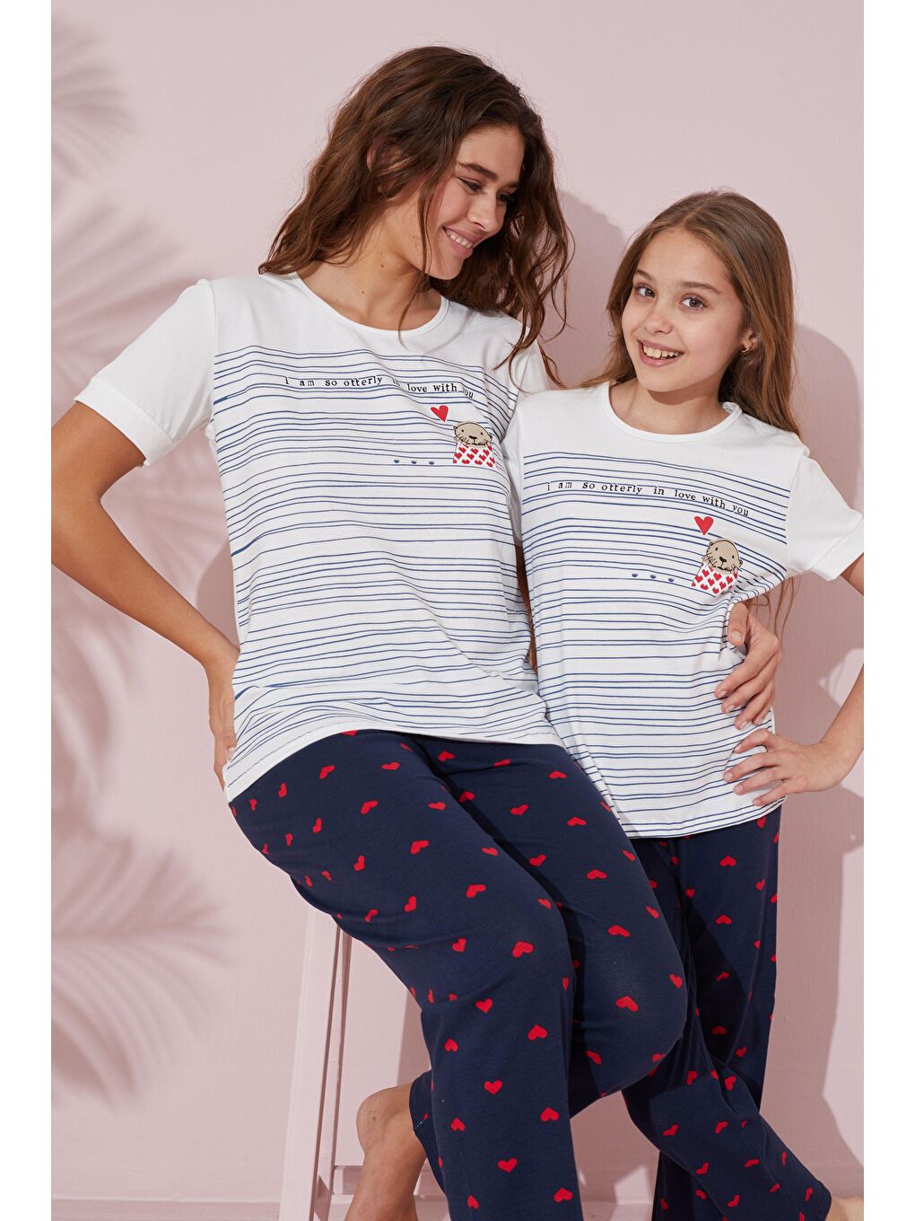 SİYAH İNCİ Ekru Pamuklu Örme Pijama Takım - 1