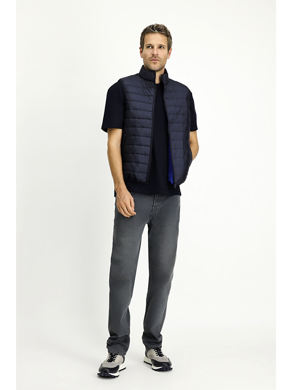 Lacivert Kapitone Spor Şişme Yelek-2