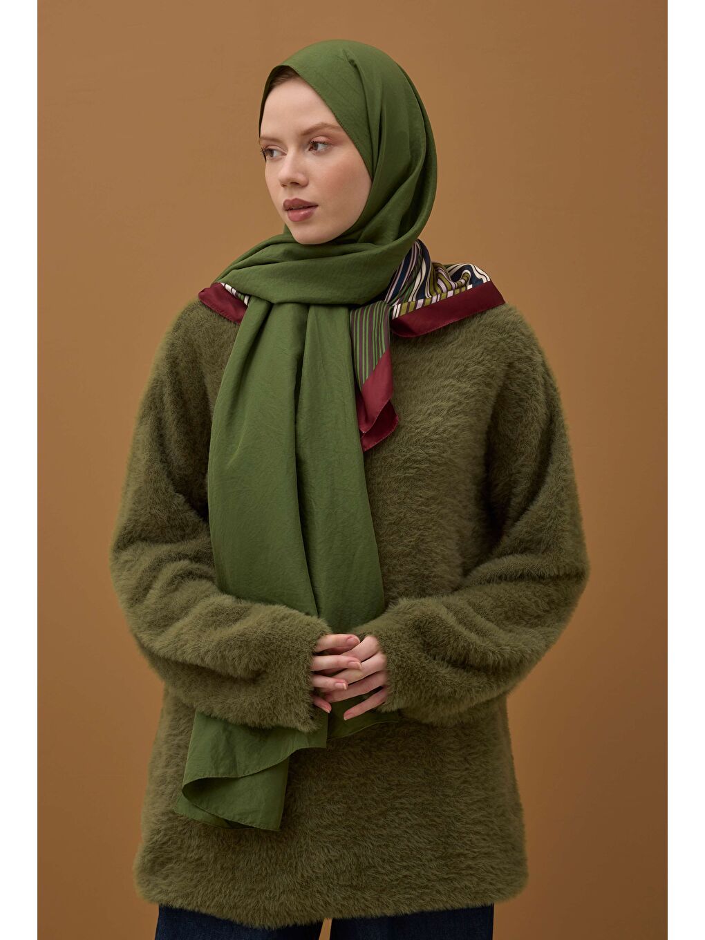 Yeşil Soft Kraş Şal Selvi-3