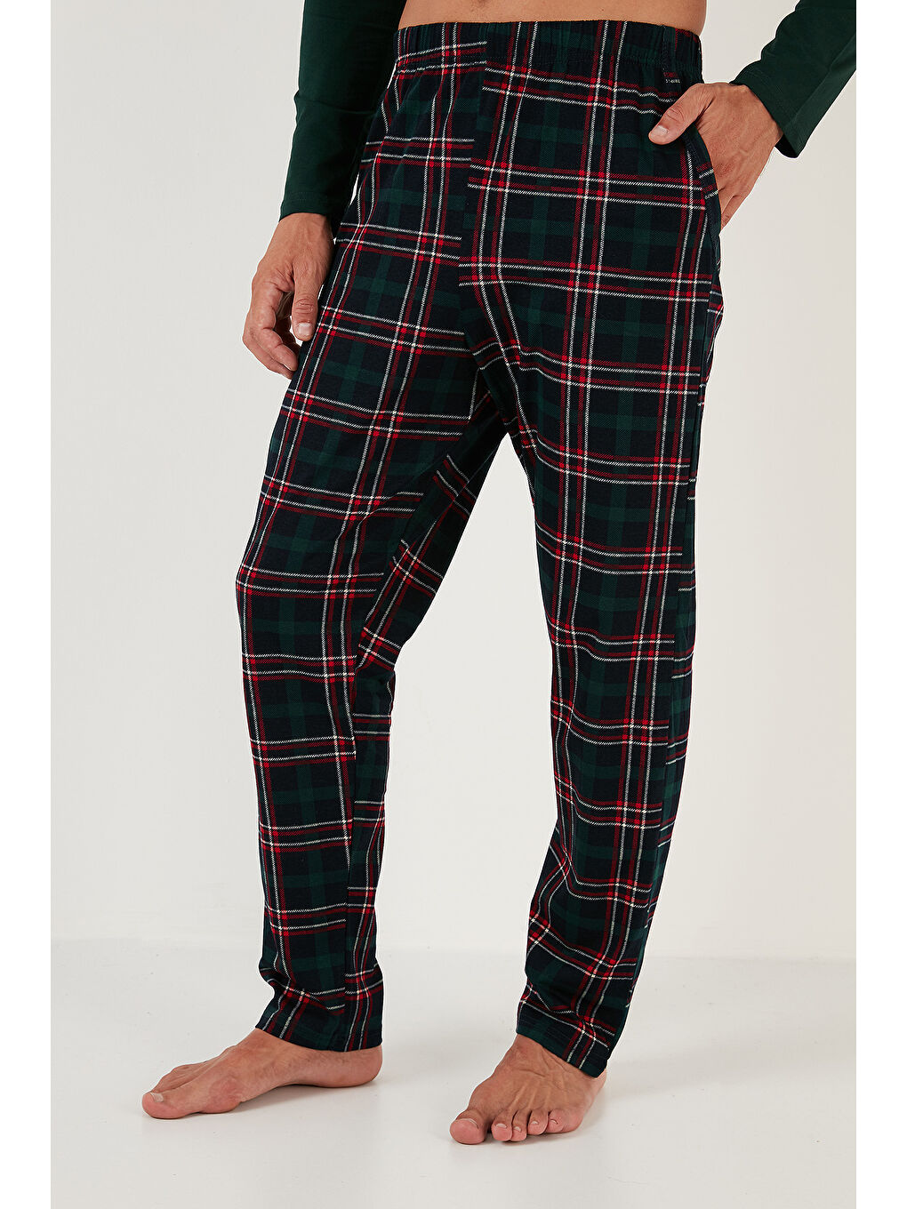 Lacivert Pamuklu Regular Fit Kareli 2'li Paket Pijama Takımı 657200120S2-3