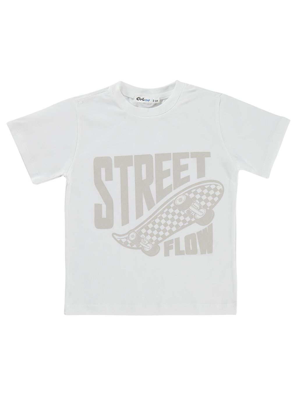 Bej Boys Çift Cepli Tişörtlü 2-5 Yaş Gömlek - Koyu Taş Rengi-2