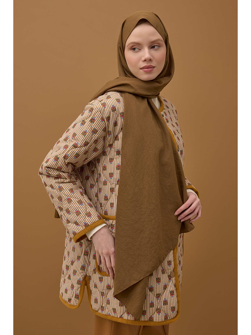 Kahverengi Soft Kraş Şal Sıcak Kahve-2