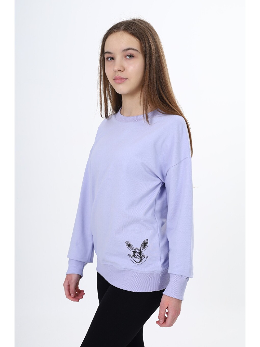 Mavi Kız Çocuk Baskılı Sweatshirt-3