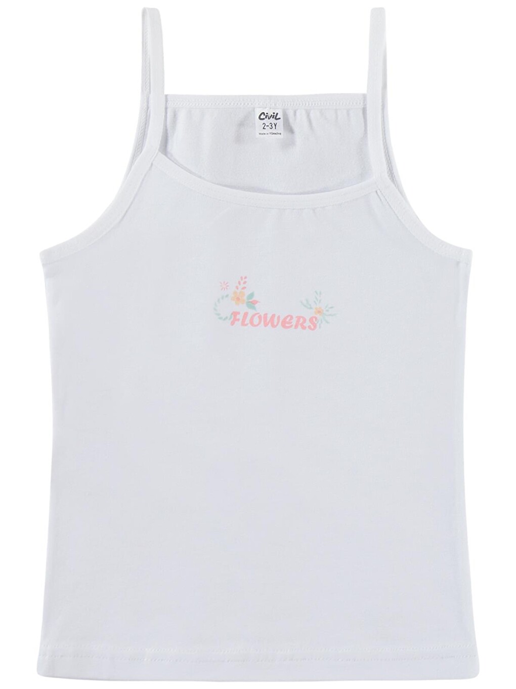 Beyaz Girls Flowers 2-10 Yaş Kız Çocuk 2'li Atlet - Standart-1
