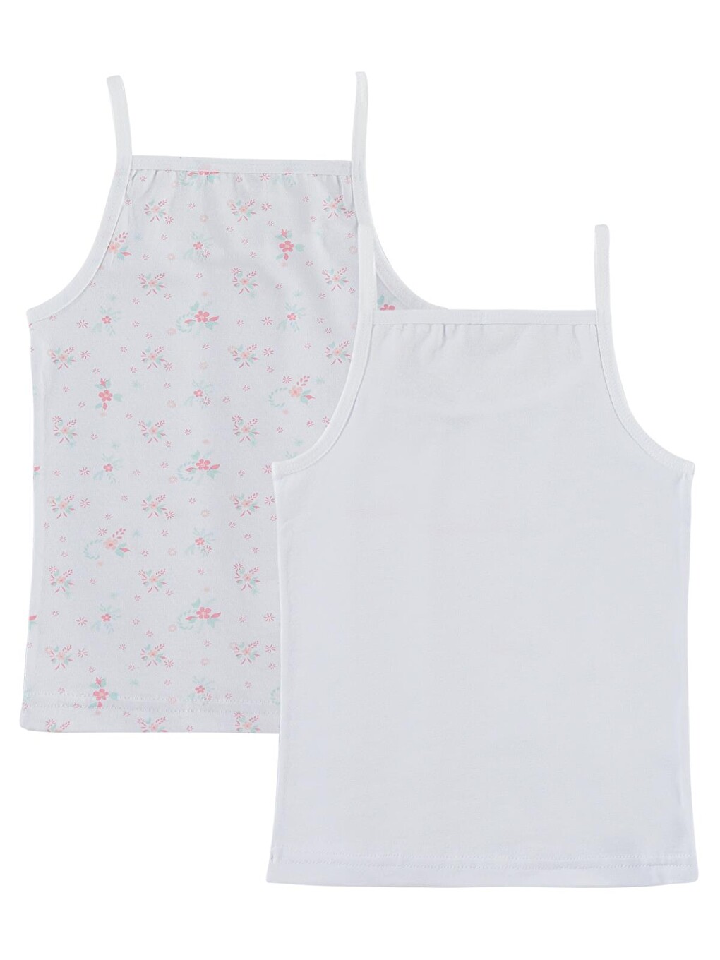 Beyaz Girls Flowers 2-10 Yaş Kız Çocuk 2'li Atlet - Standart-3
