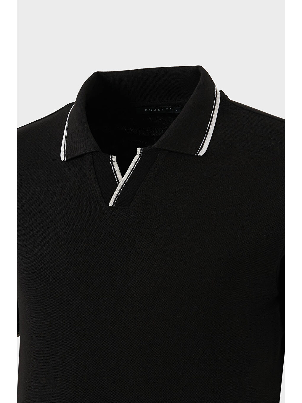 Siyah Pamuklu Regular Fit Şerit Detaylı Polo Yaka %100 Pamuk Tişört 5902964-2
