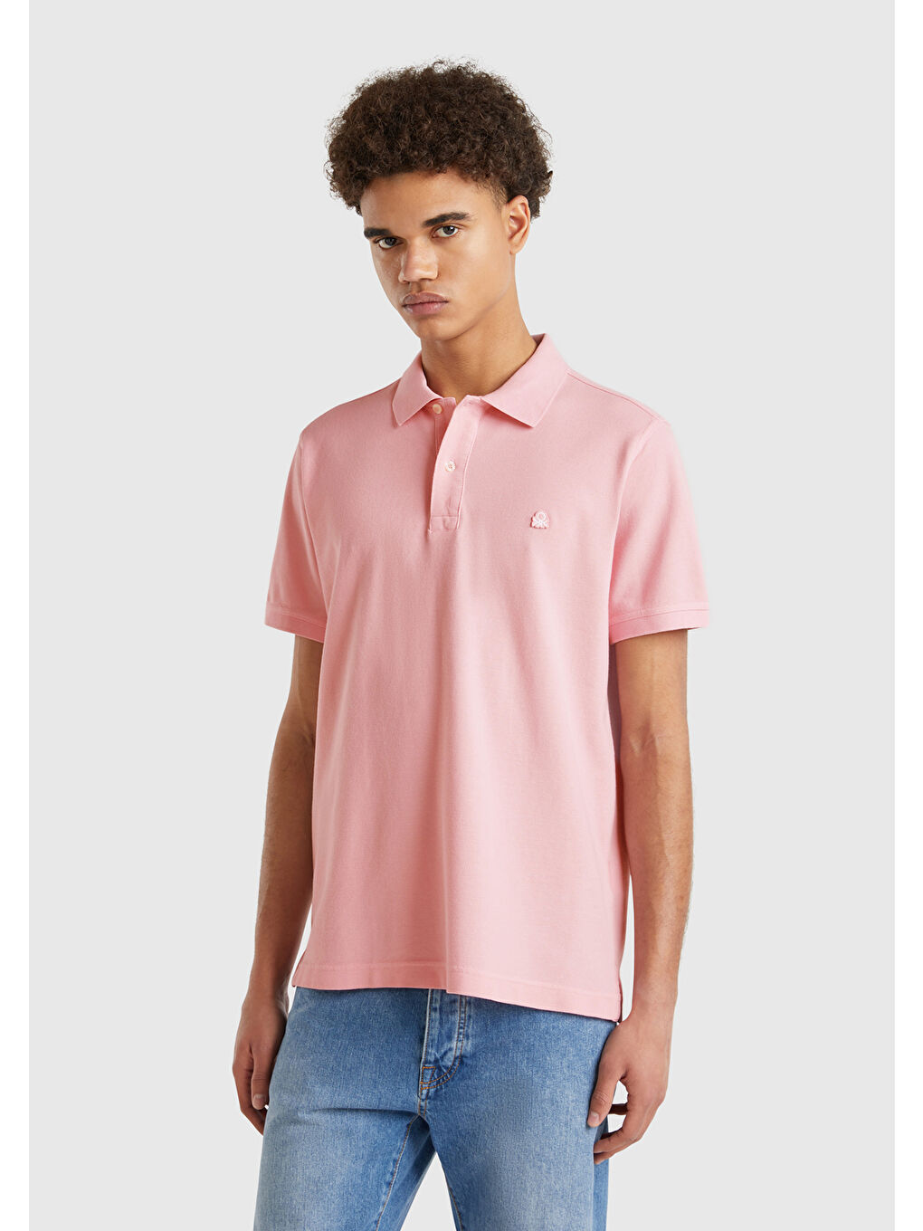Pembe Erkek Pudra Regular Fit Kısa Kollu Polo Tişört
