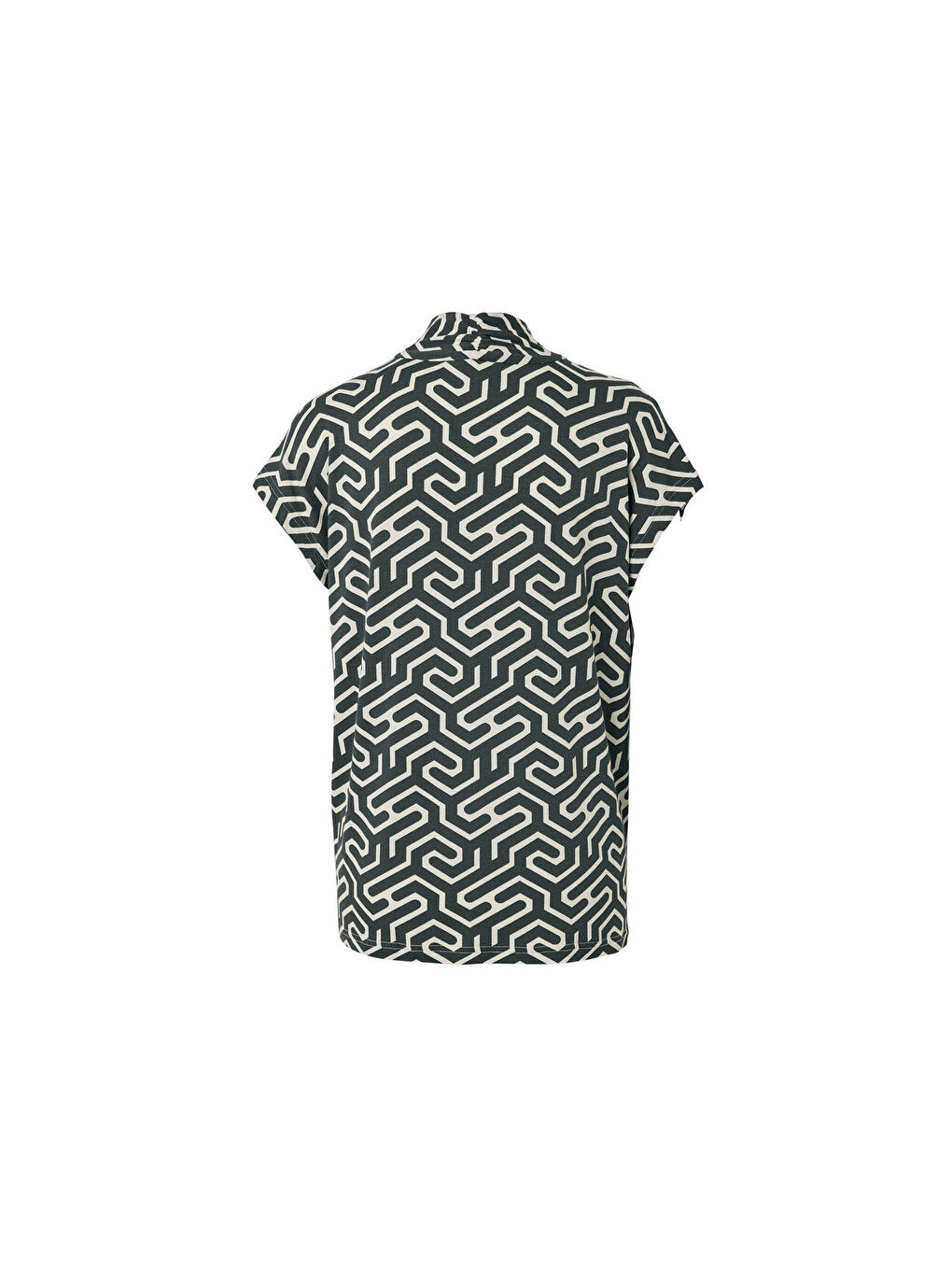 Siyah Kadın Bluz, V Yaka, Kısa Kollu-3