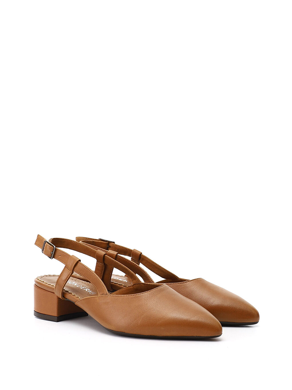 Kahverengi Kadın KAHVERENGİ-TABA Kalın Topuklu Arkası Açık Hakiki Deri Ayakkabı-1