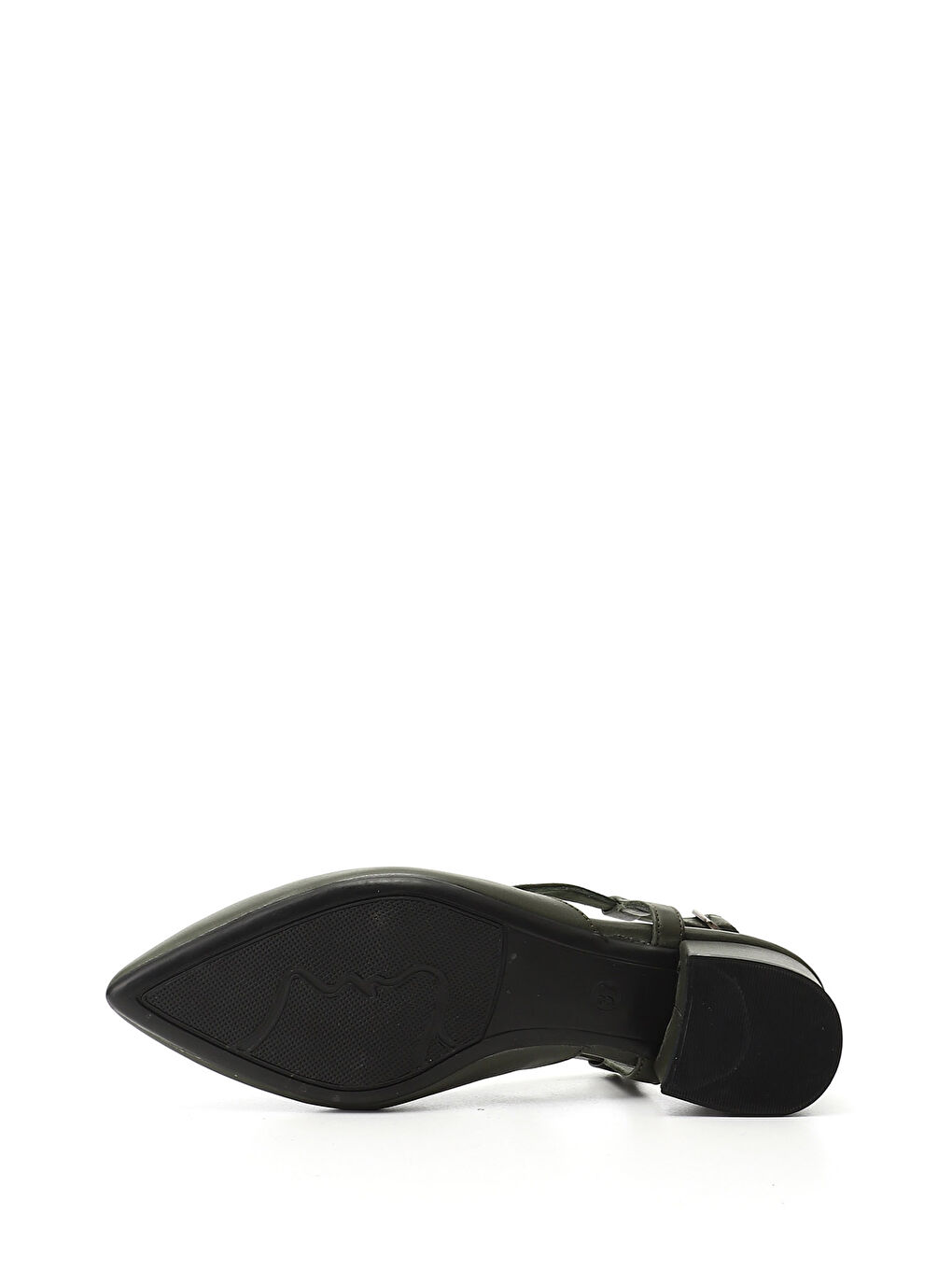 Kadın HAKİ-YEŞİL Kalın Topuklu Arkası Açık Hakiki Deri Ayakkabı-3