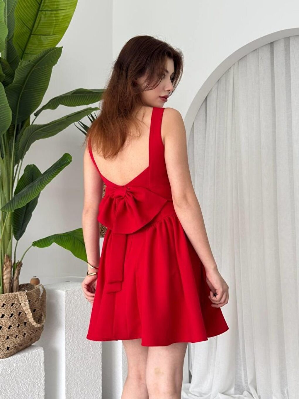 Sarı Dreas Fiyon Detaylı Elbise-3