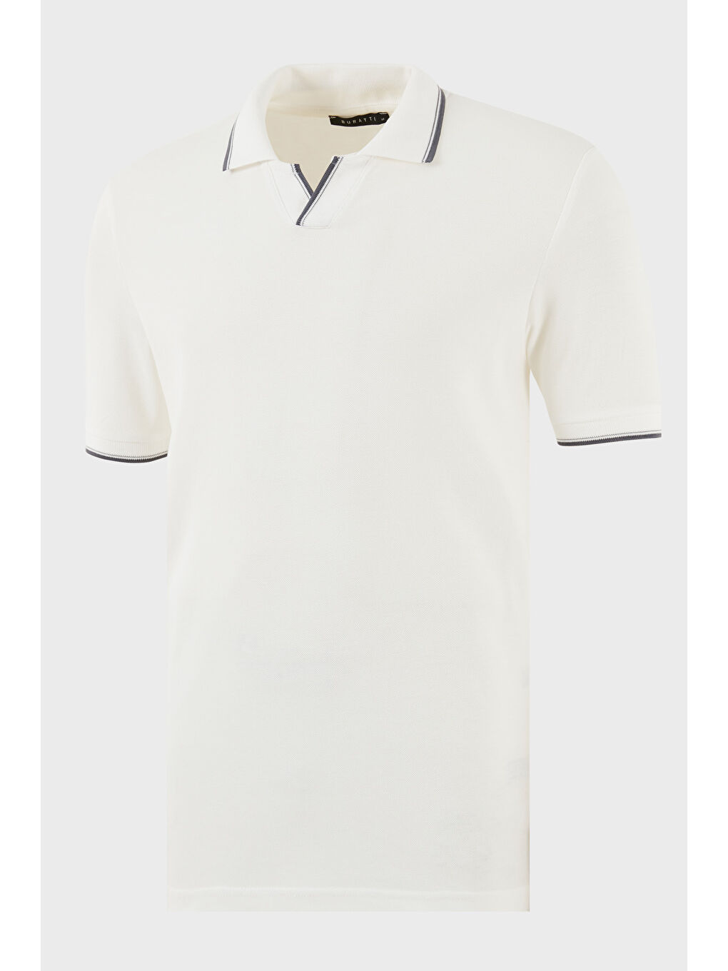 Beyaz Pamuklu Regular Fit Şerit Detaylı Polo Yaka %100 Pamuk Tişört 5902964-1