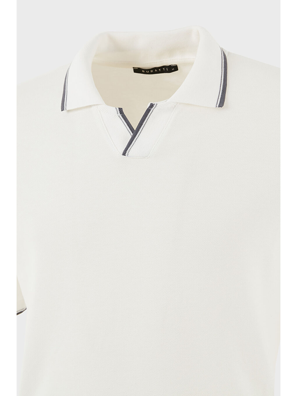 Beyaz Pamuklu Regular Fit Şerit Detaylı Polo Yaka %100 Pamuk Tişört 5902964-2