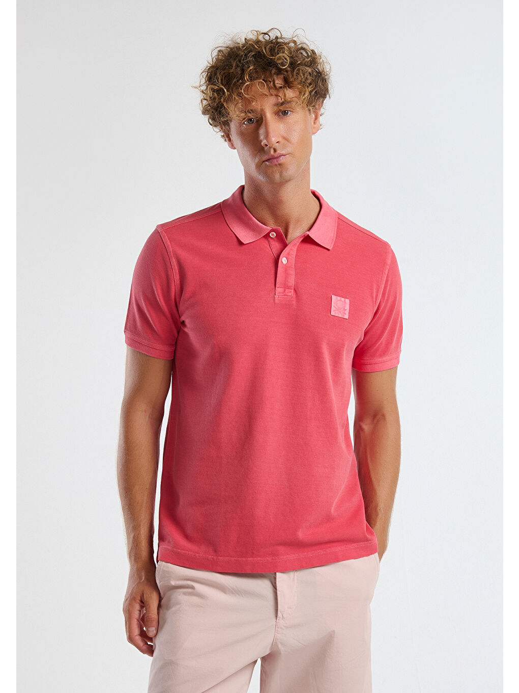 Erkek Mercan %100 Organik Pamuk Regular Fit Polo T-Shirt