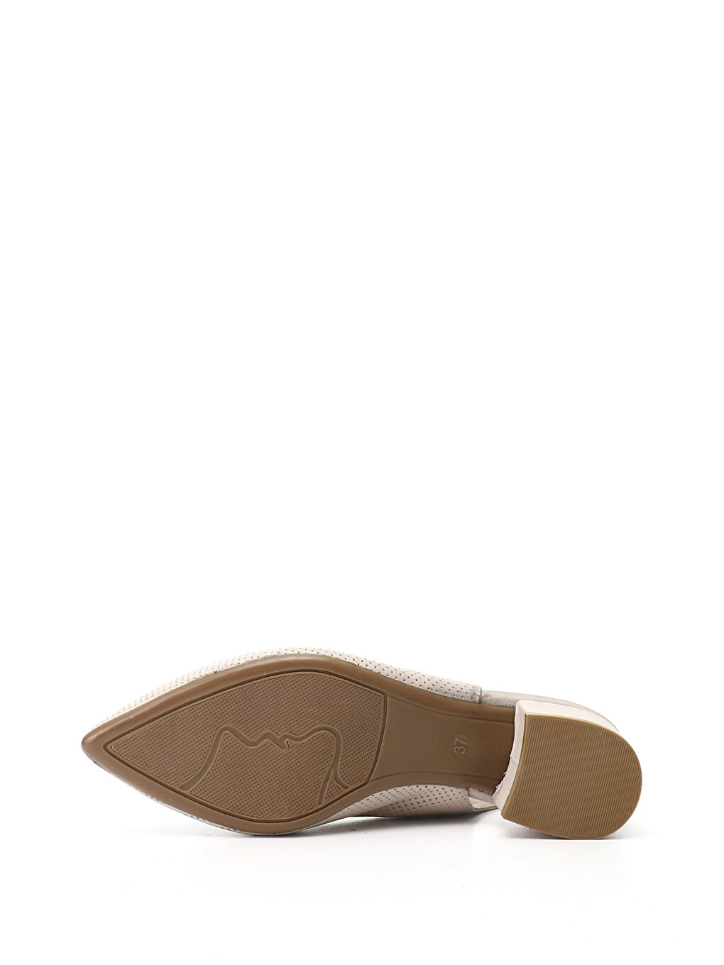 Bej Kadın YENİ BEJ Kalın Topuklu Arkası Açık Hakiki Deri Ayakkabı-3