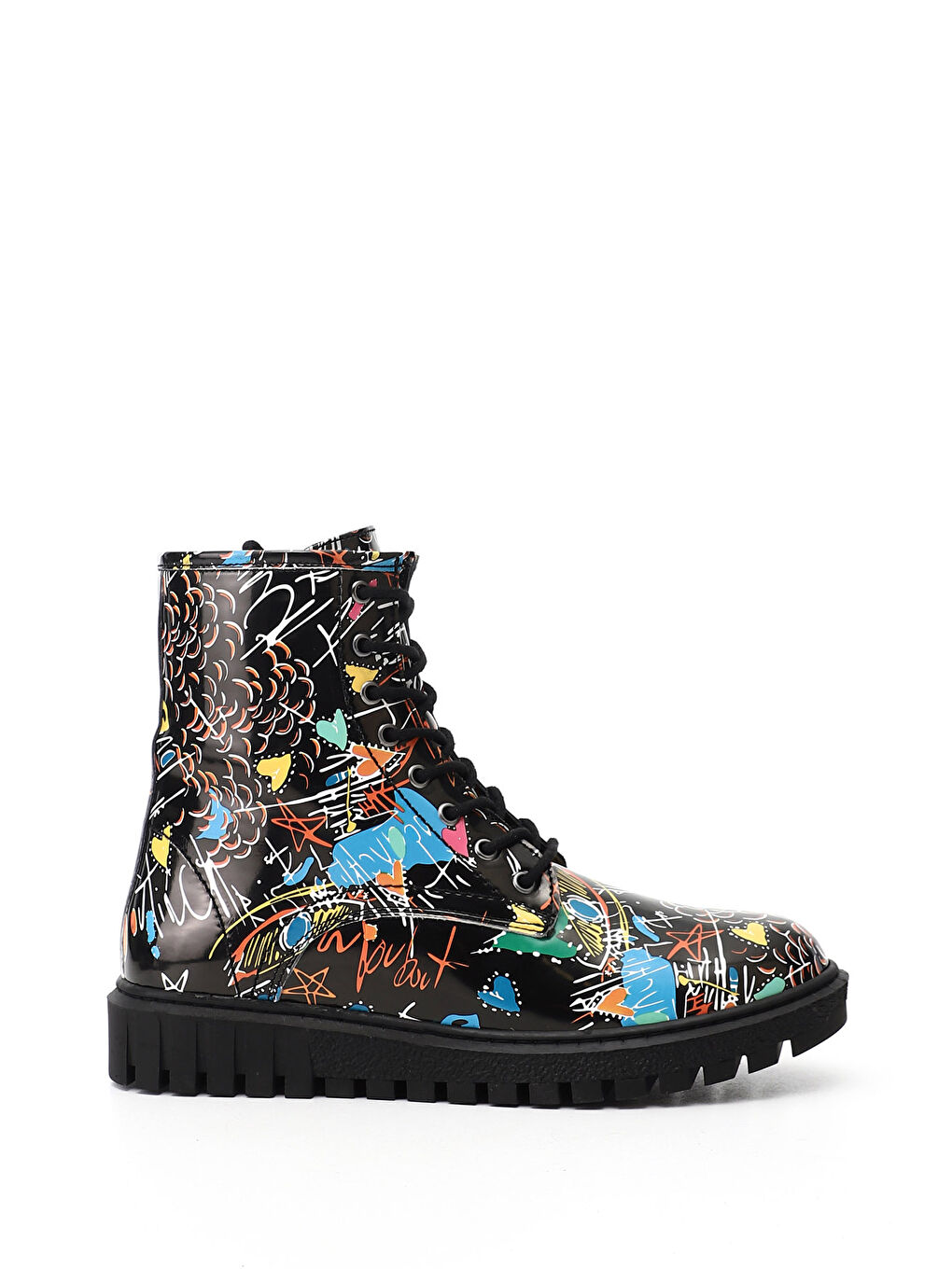 Siyah Kadın VİZON Fermuarlı Kauçuk Taban Postal Bot