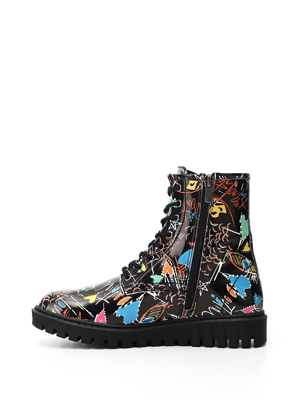 Siyah Kadın VİZON Fermuarlı Kauçuk Taban Postal Bot-2