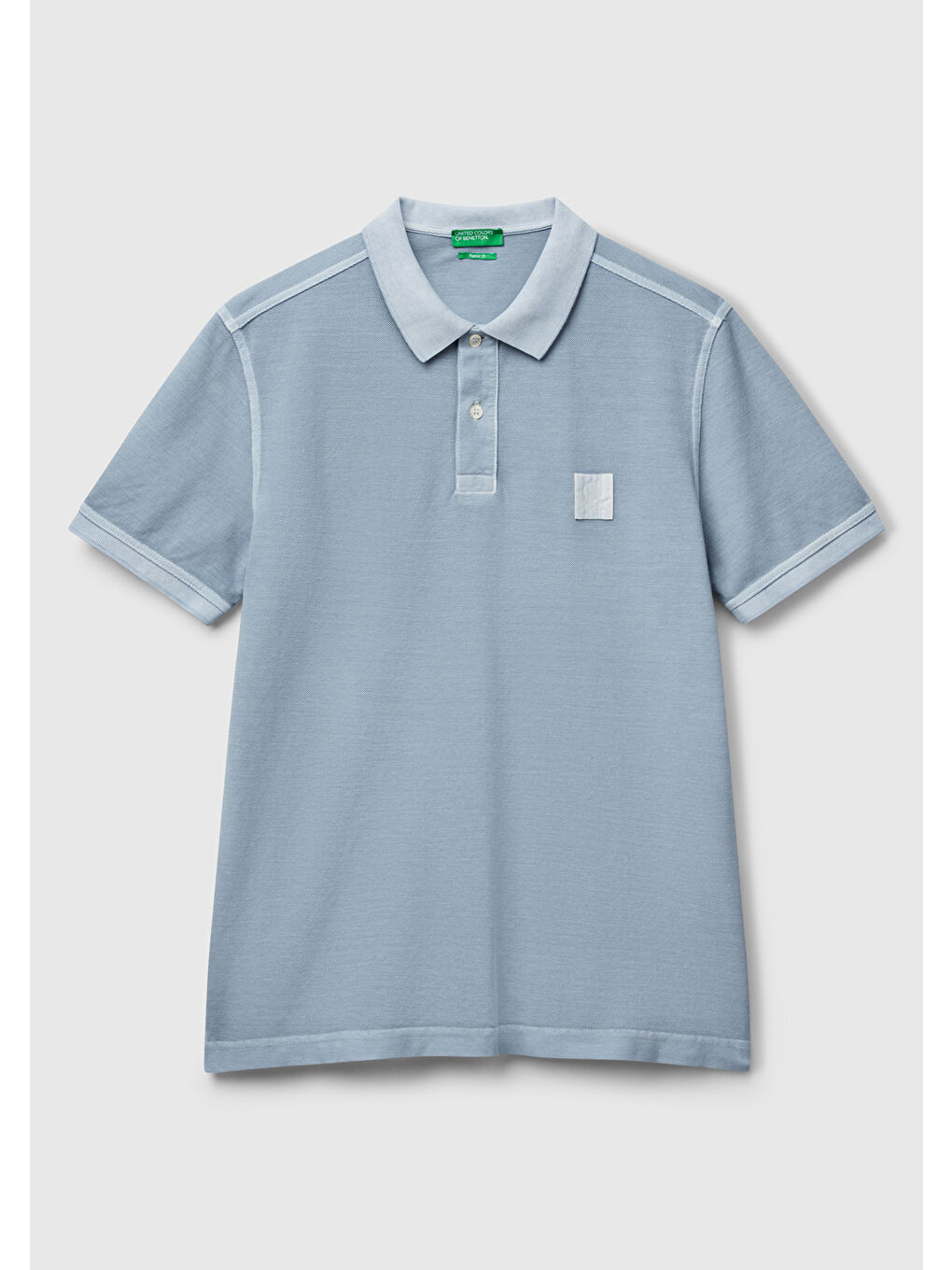 Erkek Açık Mavi %100 Organik Pamuk Regular Fit Polo T-Shirt-1